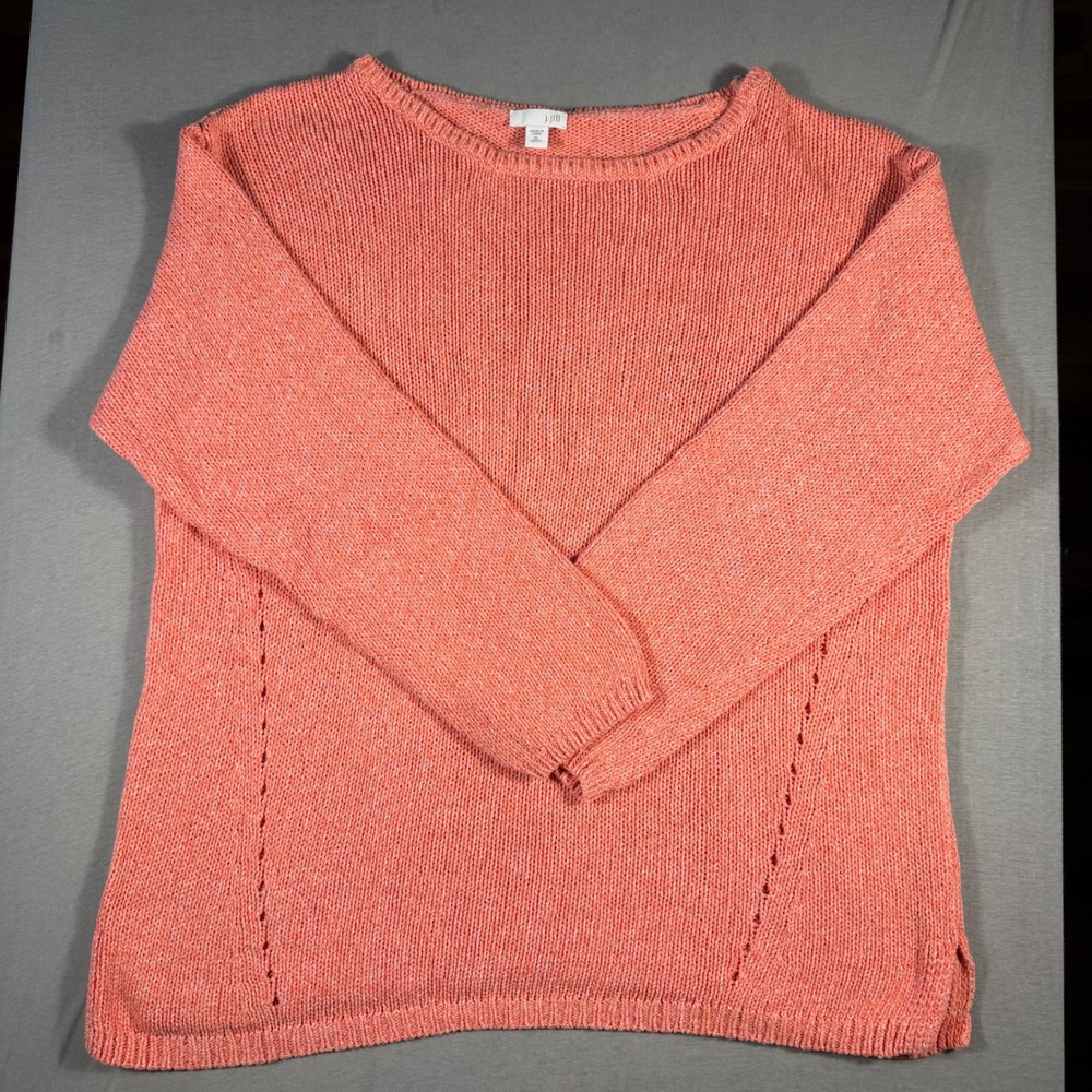 J. Jill Coral Pink Marled Knit 100% Cotton Sweater XL Missy Long Sleeve Pullover